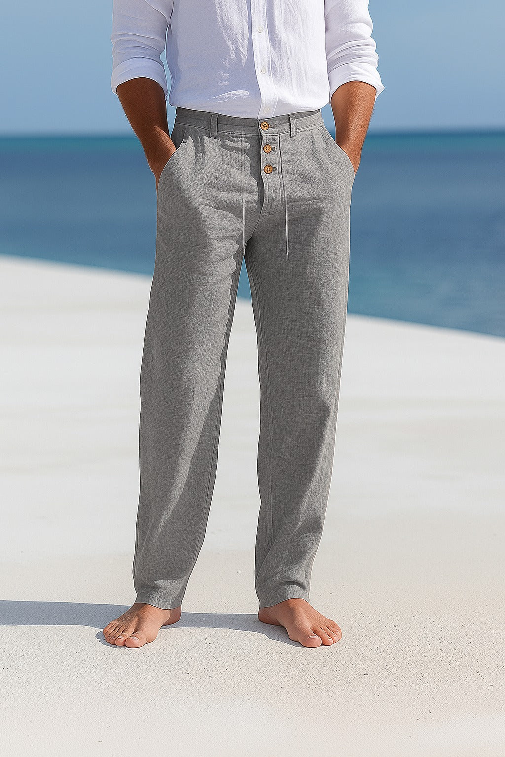 Zarev | Pantalon en lin léger avec cordon et poches