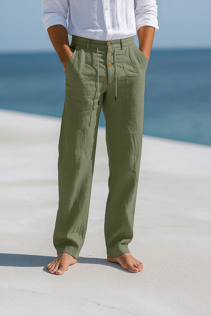 Zarev | Pantalon en lin léger avec cordon et poches