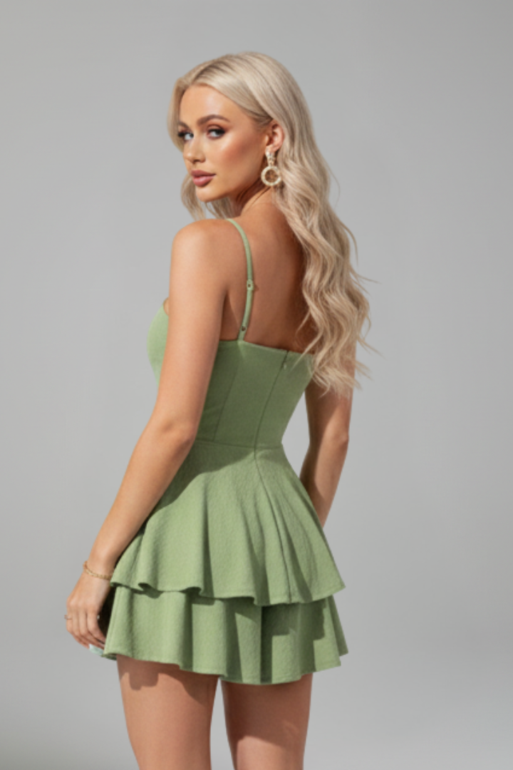 Elvira | Robe mini pour femme avec fines bretelles et jupe évasée