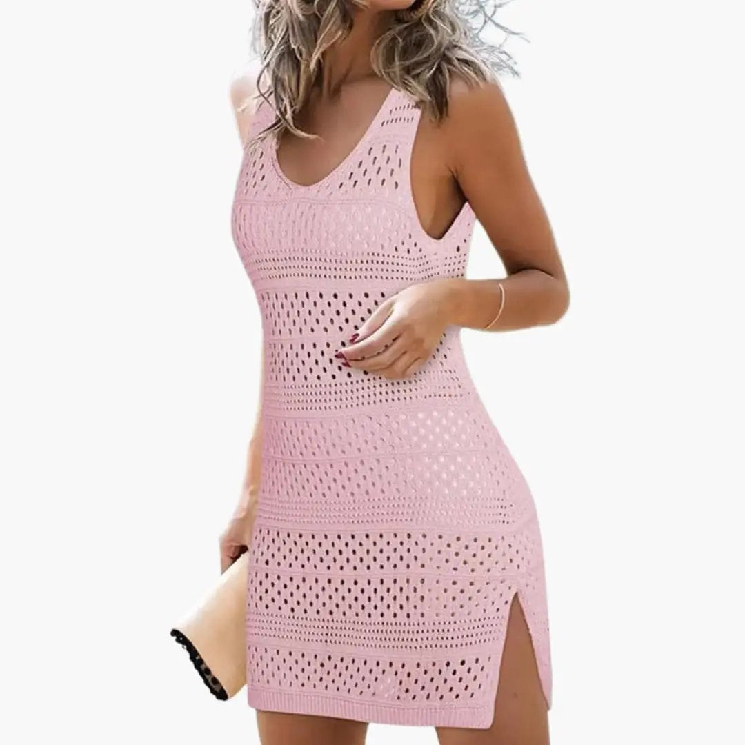 Victoria | Strandkleid für Damen mit V-Ausschnitt und Lochmuster  