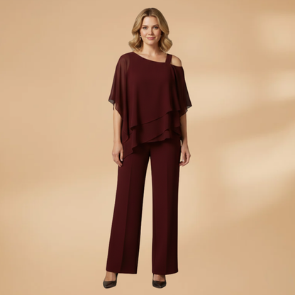 Elisa | Damenensemble aus Chiffon mit asymmetrischem Design