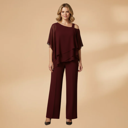 Elisa | Women's chiffon set with asymmetrical design