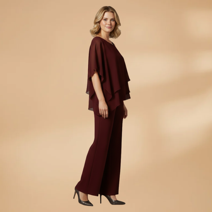 Elisa | Damenensemble aus Chiffon mit asymmetrischem Design