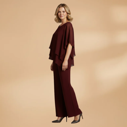 Elisa | Damenensemble aus Chiffon mit asymmetrischem Design