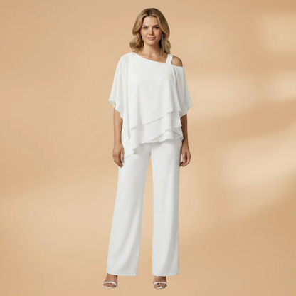 Elisa | Damenensemble aus Chiffon mit asymmetrischem Design