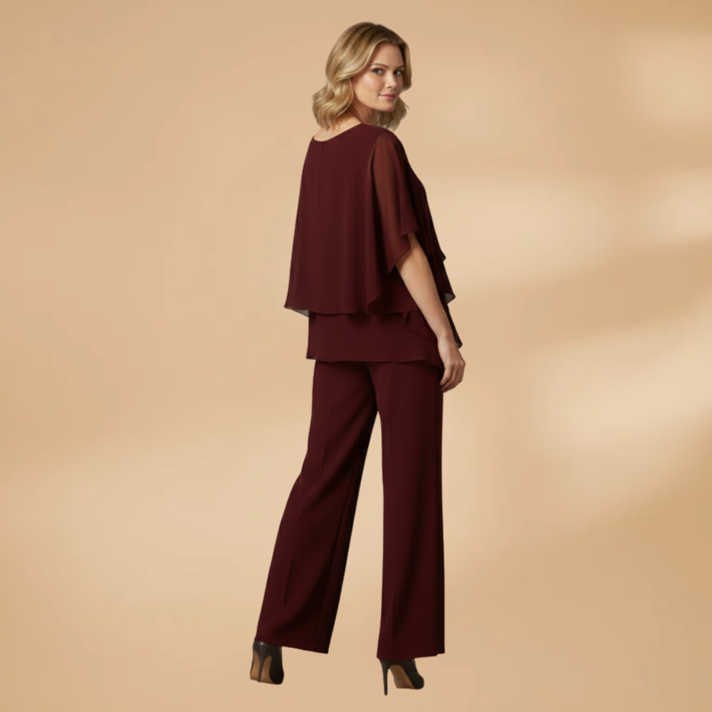 Elisa | Damenensemble aus Chiffon mit asymmetrischem Design