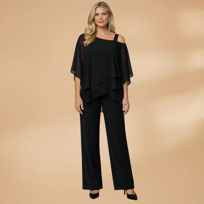 Elisa | Damenensemble aus Chiffon mit asymmetrischem Design