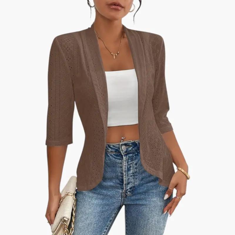 Yolanda | Chaqueta para mujer con frente abierto y cuello chal