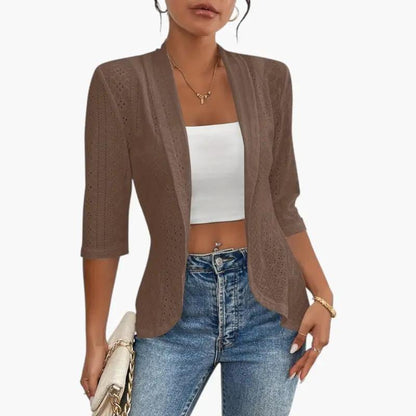 Yolanda | Chaqueta para mujer con frente abierto y cuello chal