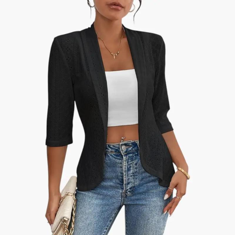 Yolanda | Chaqueta para mujer con frente abierto y cuello chal