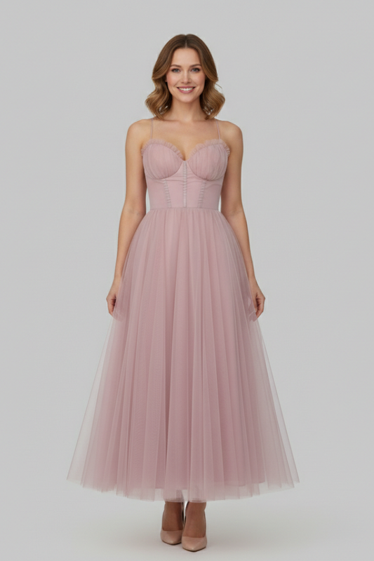 Marta | Robe maxi femme bustier avec jupe en tulle