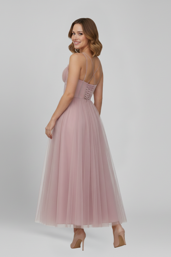 Marta | Maxikleid für Damen ohne Träger mit Tüllrock