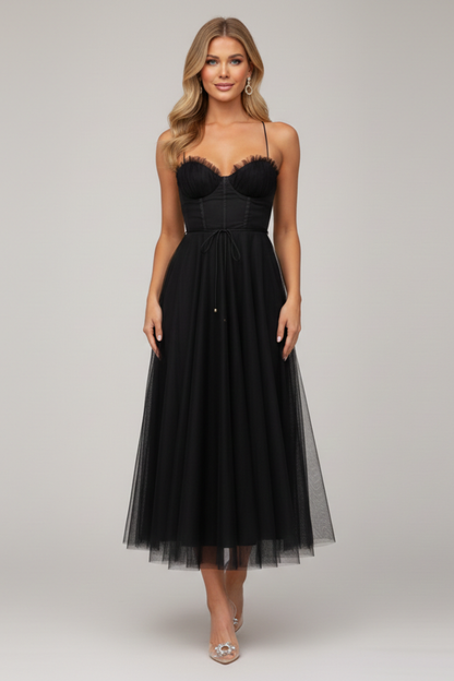 Marta | Maxikleid für Damen ohne Träger mit Tüllrock