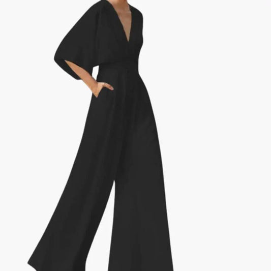 Guadalupe | Hochzeitsjumpsuit für Damen mit V-Ausschnitt und kurzen Ärmeln