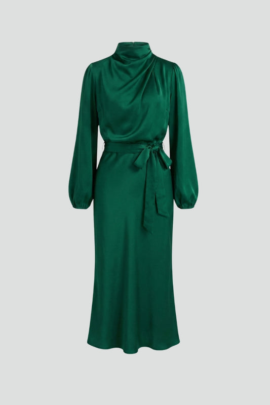 Dafne | Robe midi femme col montant et manches longues