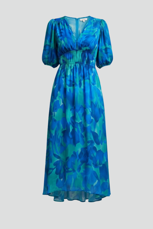 Mónica | Vestido midi de mujer con estampado floral y escote en V