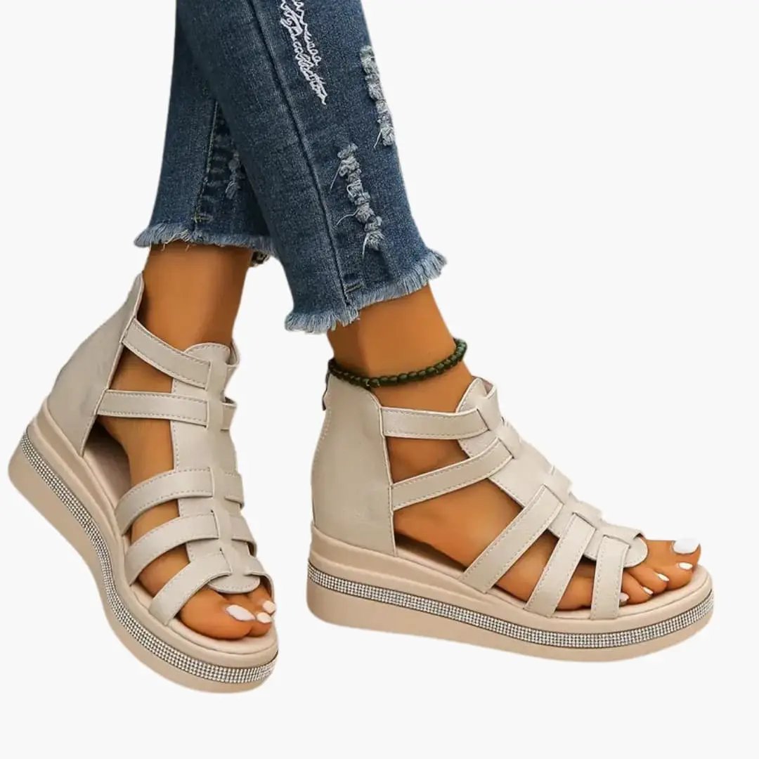 Ofelia | Sandalias para mujer con tiras ajustables y pedrería