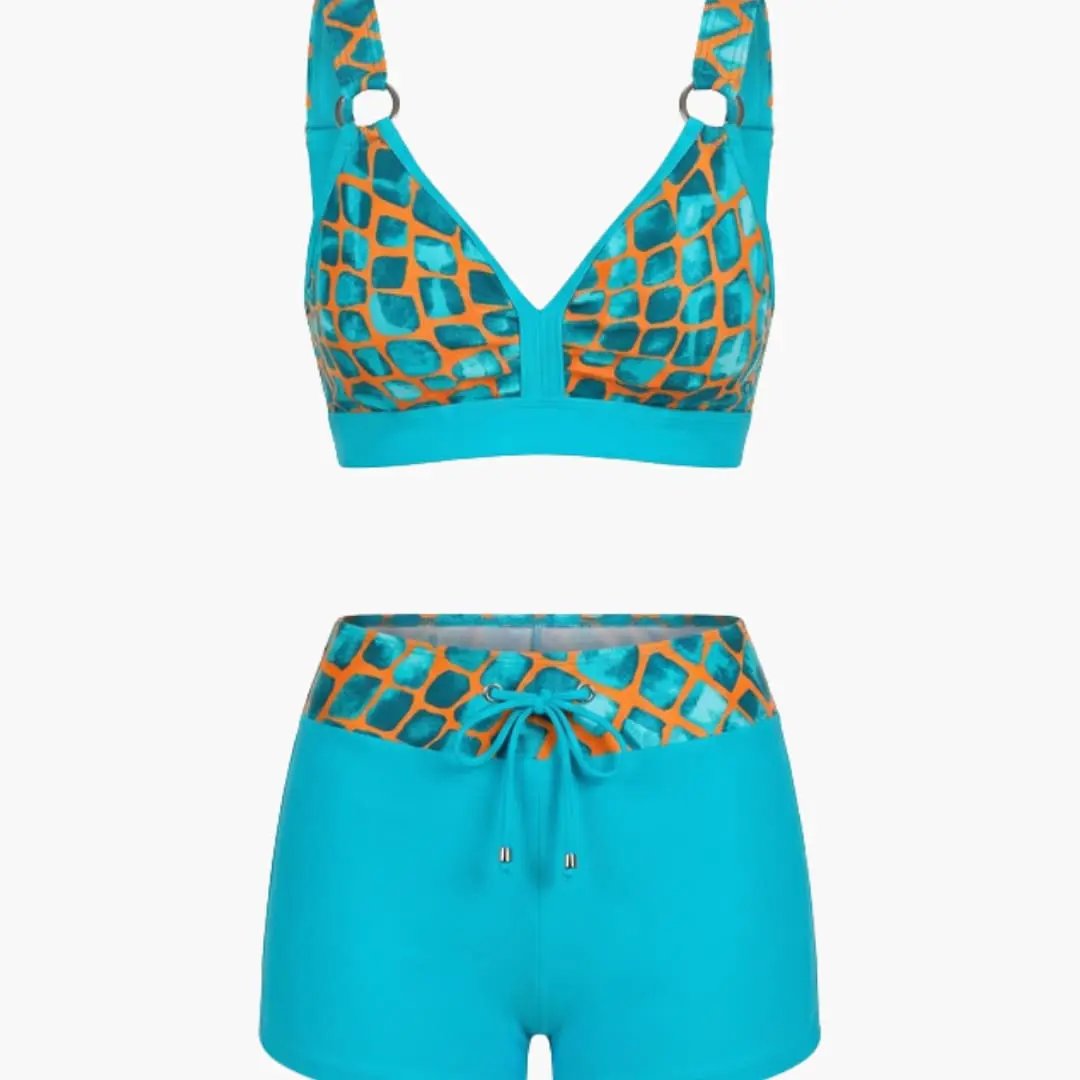 Laura | Conjunto bikini para mujer con rayas y shorts