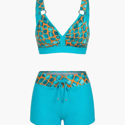 Laura | Conjunto bikini para mujer con rayas y shorts