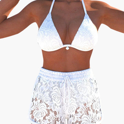 Alicia | Conjunto bikini para mujer sin tirantes y shorts con cordón