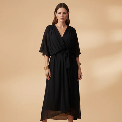 Angela| Robe en mousseline pour femme avec col en V et ampleur