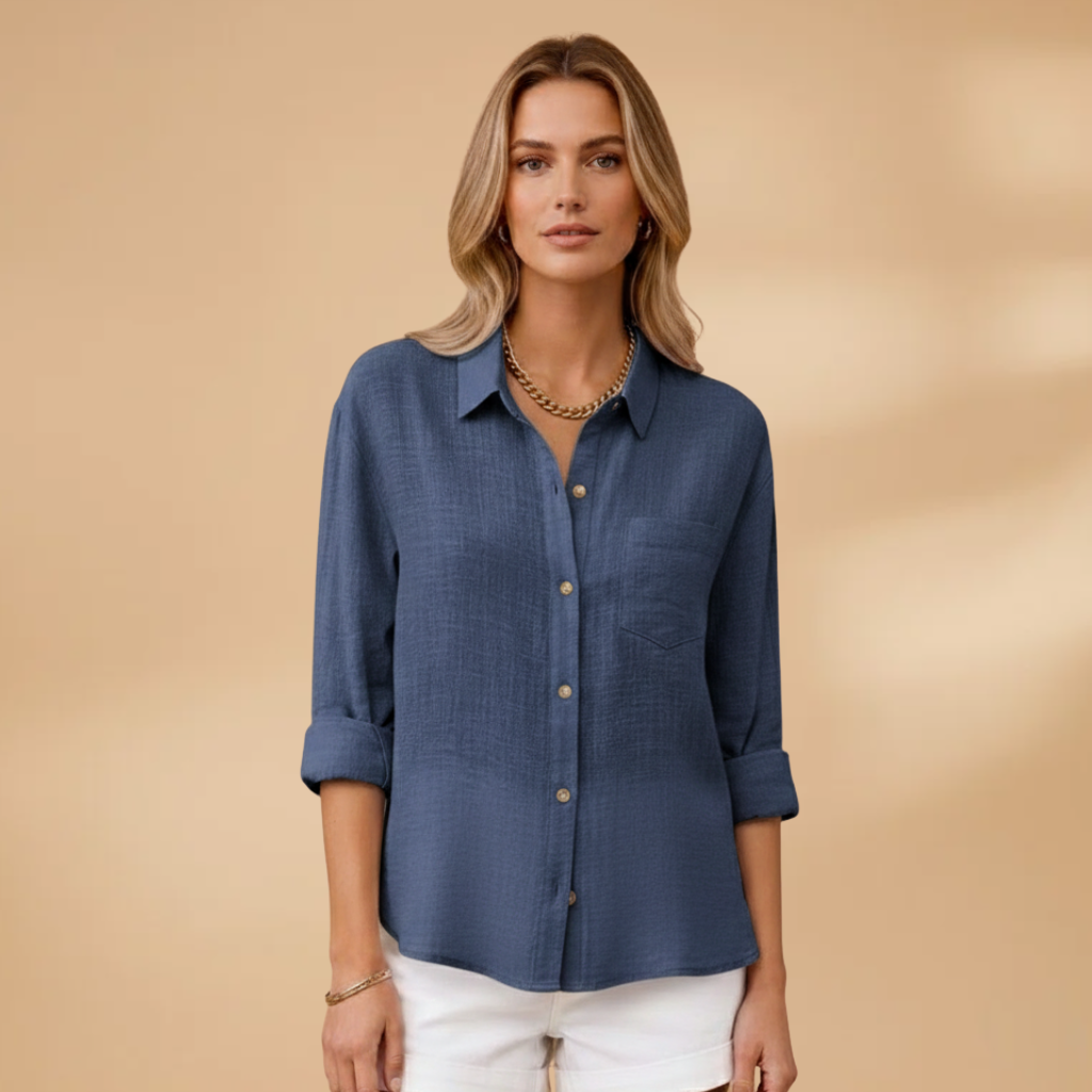 Silvia | Damenbluse mit Knöpfen und kurzen Ärmeln