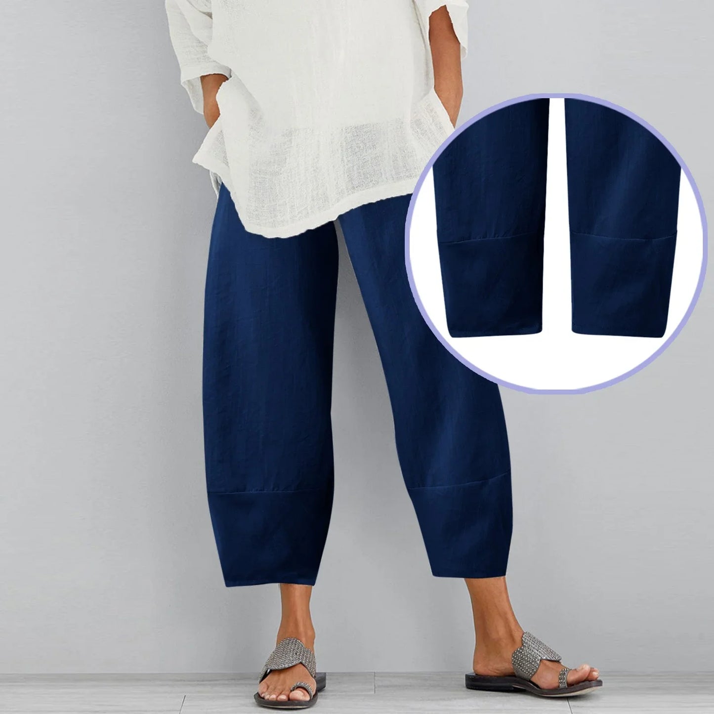 Mireya | Mujer pantalón ancho con diseño suelto y largo cropped