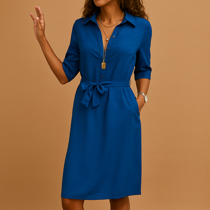 Nuria | Hemdblusenkleid für Damen mit Gürtel und Taschen