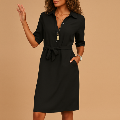 Nuria | Hemdblusenkleid für Damen mit Gürtel und Taschen