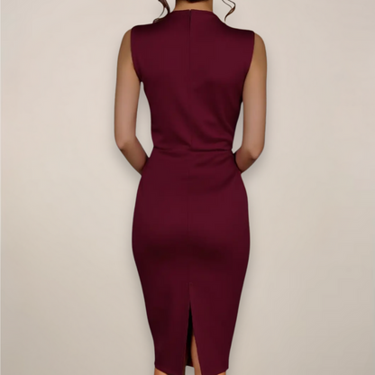 Gloria | Elegantes ärmelloses Midi-Kleid mit Schleife für Damen  