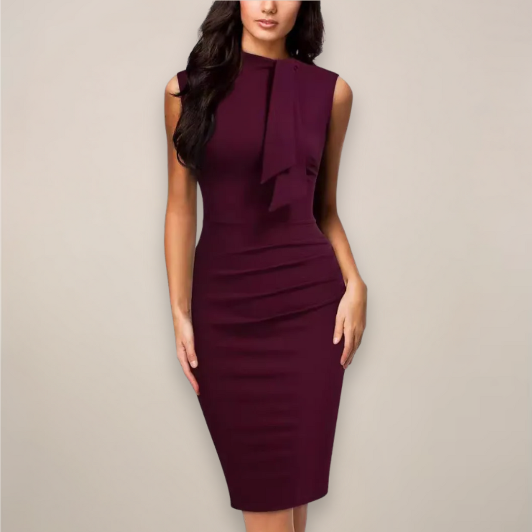 Gloria | Elegantes ärmelloses Midi-Kleid mit Schleife für Damen  