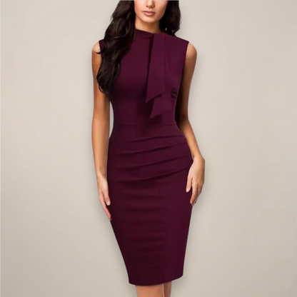 Gloria | Elegantes ärmelloses Midi-Kleid mit Schleife für Damen  