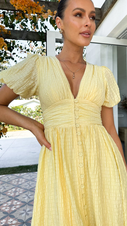 Candelaria | Maxikleid im Boho-Stil mit V-Ausschnitt und Knöpfen  