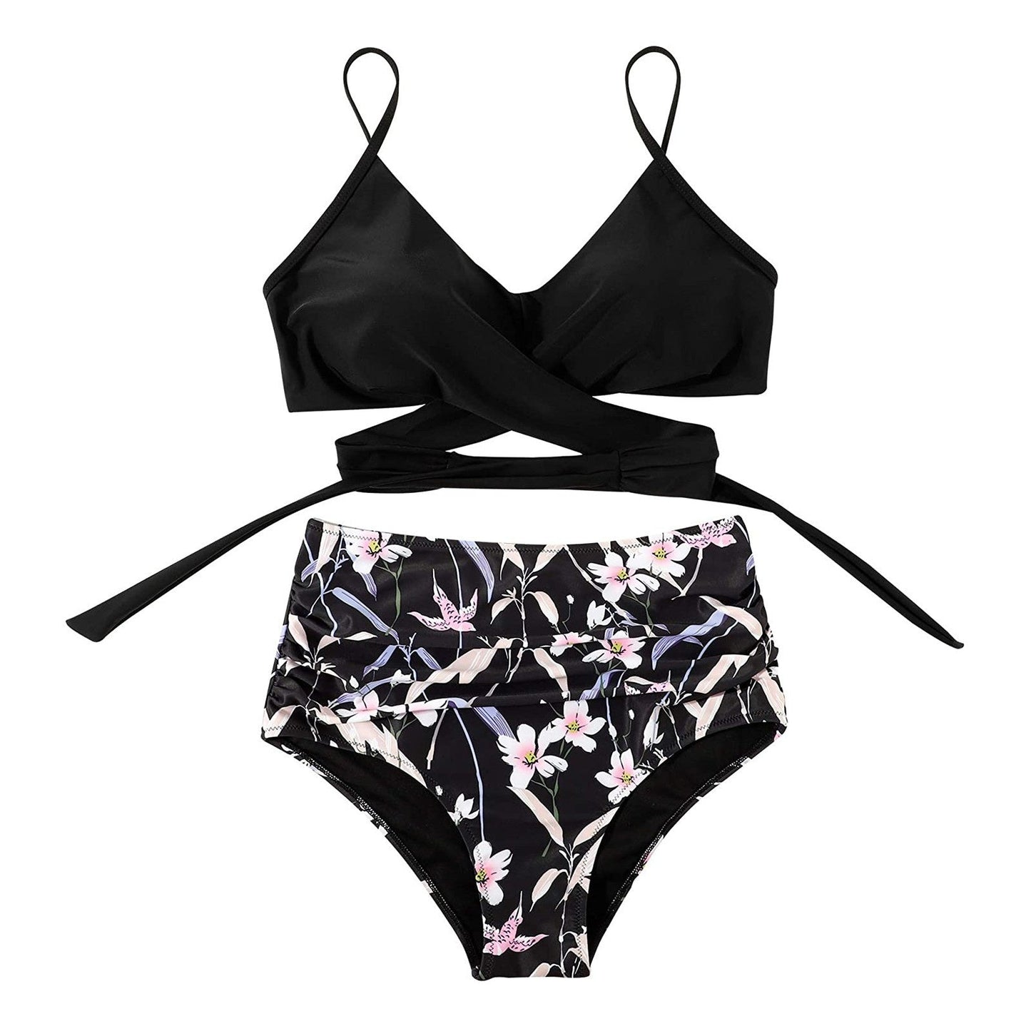 Rosalina | Bikini für Damen mit hohem Bund und Blumenmuster  