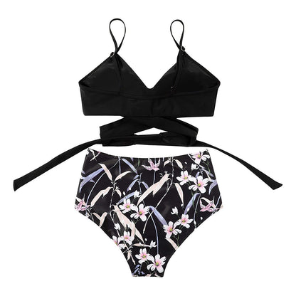 Rosalina | Bikini für Damen mit hohem Bund und Blumenmuster  