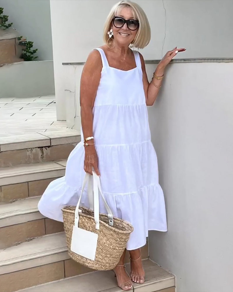 Julia | Women's sleeveless maxi dress with layers and loose fit