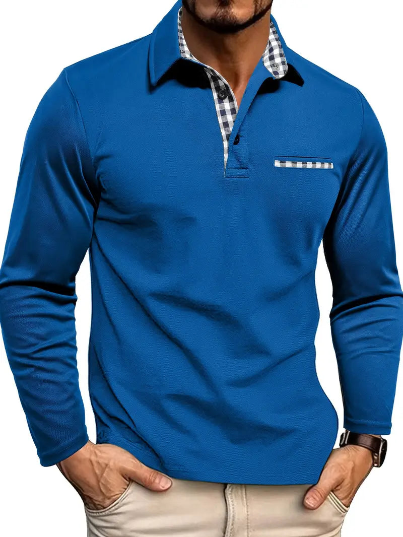 Elegancka męska koszulka polo z długim rękawem