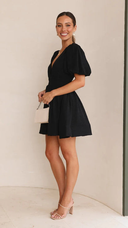 Darsela | Vestido mini de primavera con mangas abullonadas para mujer