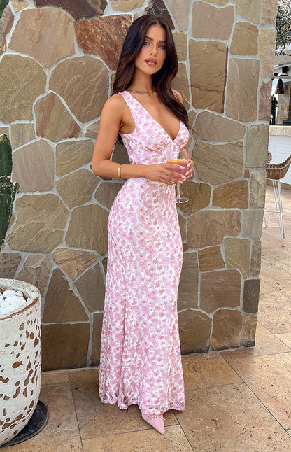 Abigaela | Brautkleid mit Blumenmuster und V-Ausschnitt für Damen