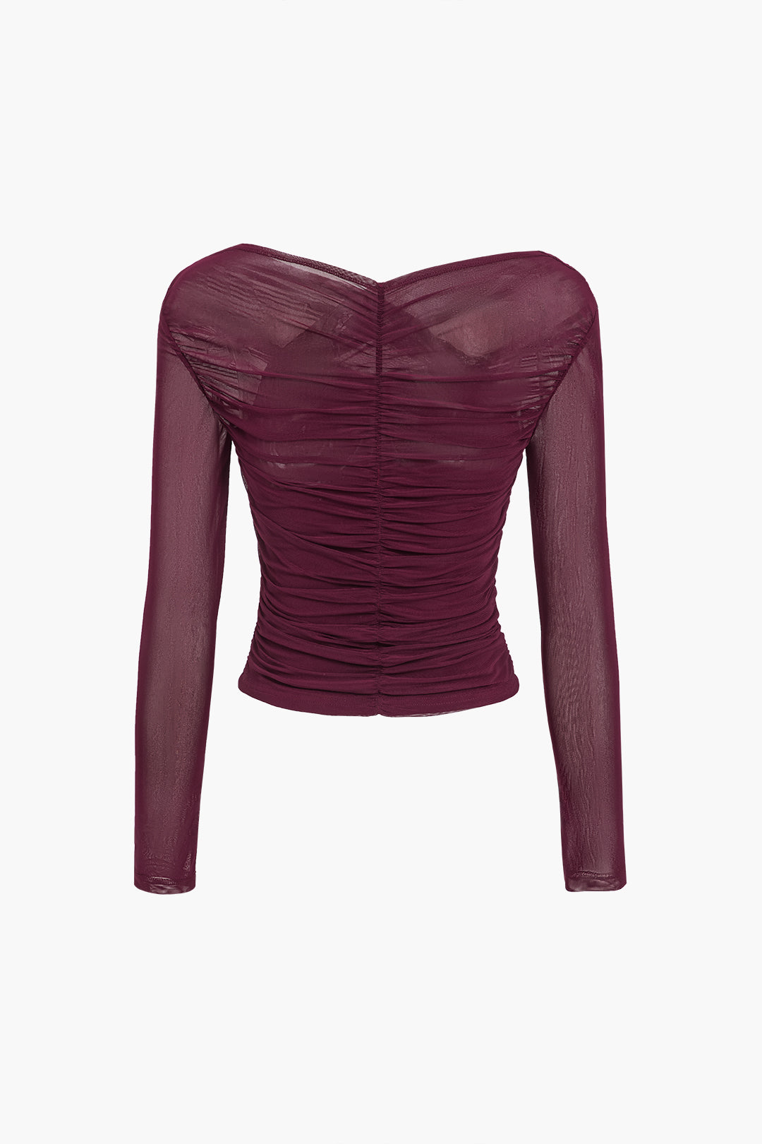 Zerina | Women's long-sleeve top with ruched design and translucent fabric