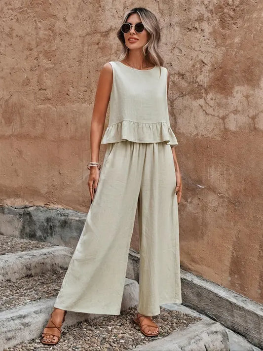 Begoña | Women's set with sleeveless top and wide pants