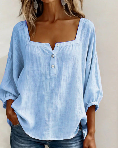 Lurea | Bluse für Damen mit quadratischem Ausschnitt und Knöpfen  