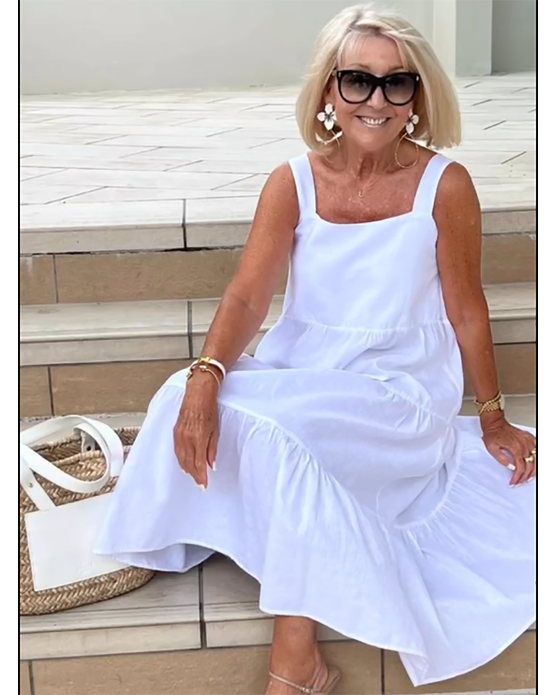 Julia | Women's sleeveless maxi dress with layers and loose fit
