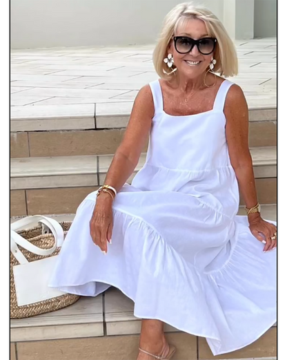 Julia | Women's sleeveless maxi dress with layers and loose fit