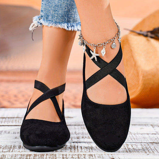 Maristela | Damen-Schuhe mit gekreuzten Riemen und abgerundeter Spitze | Lässig