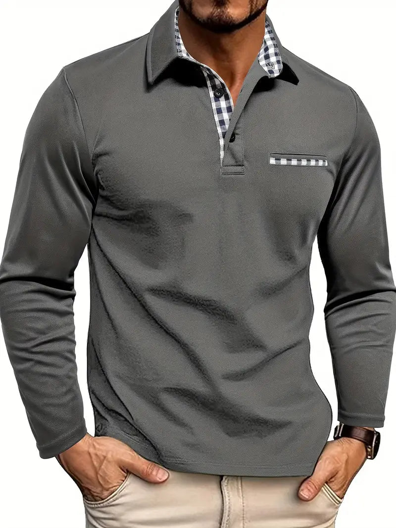 Elegancka męska koszulka polo z długim rękawem