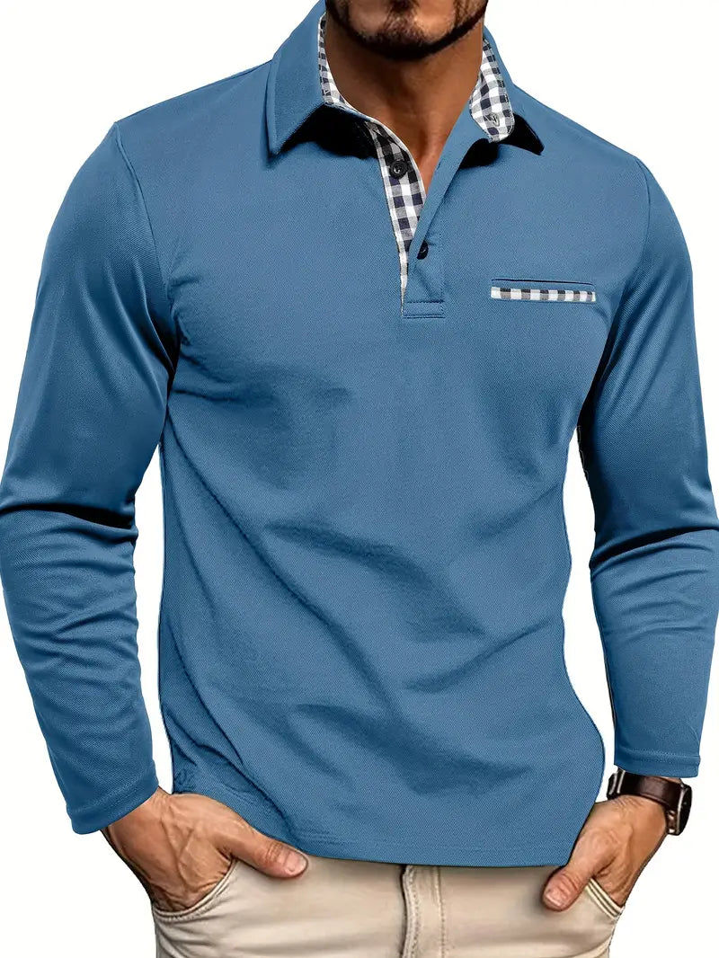 Elegancka męska koszulka polo z długim rękawem