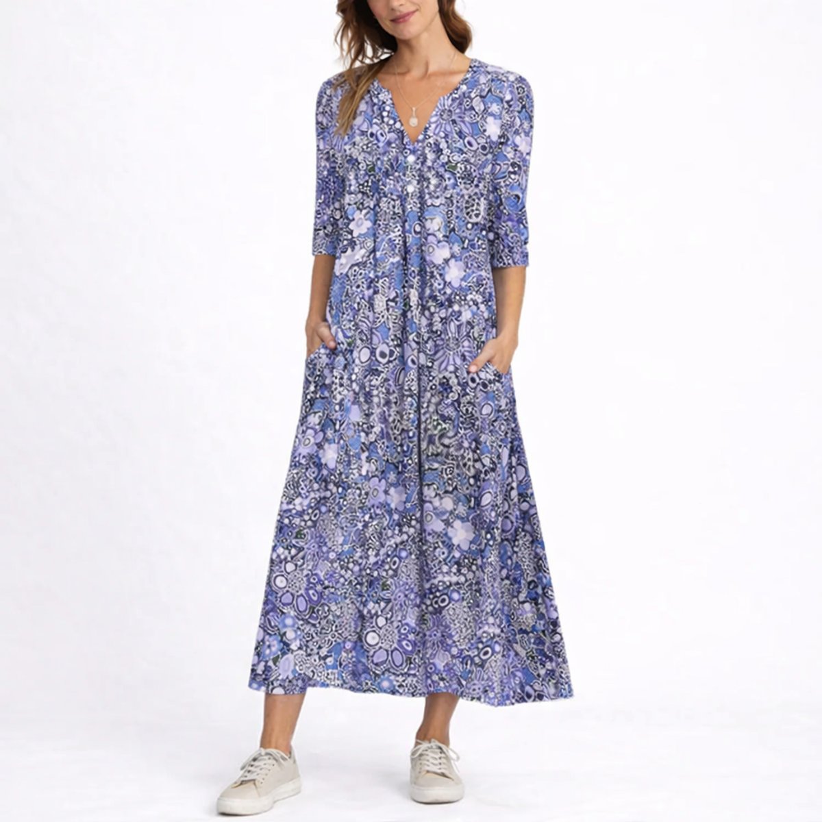Paloma | Vestido midi floral para mujer con cuello en V