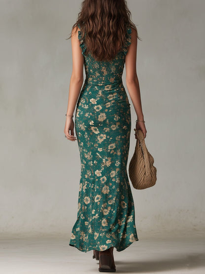 Belinda | Women's boho maxi dress with flowers and slit