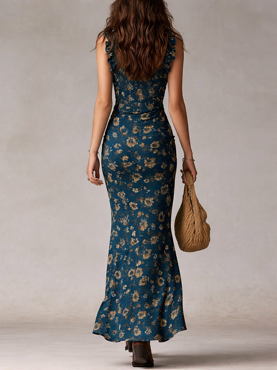 Belinda | Women's boho maxi dress with flowers and slit